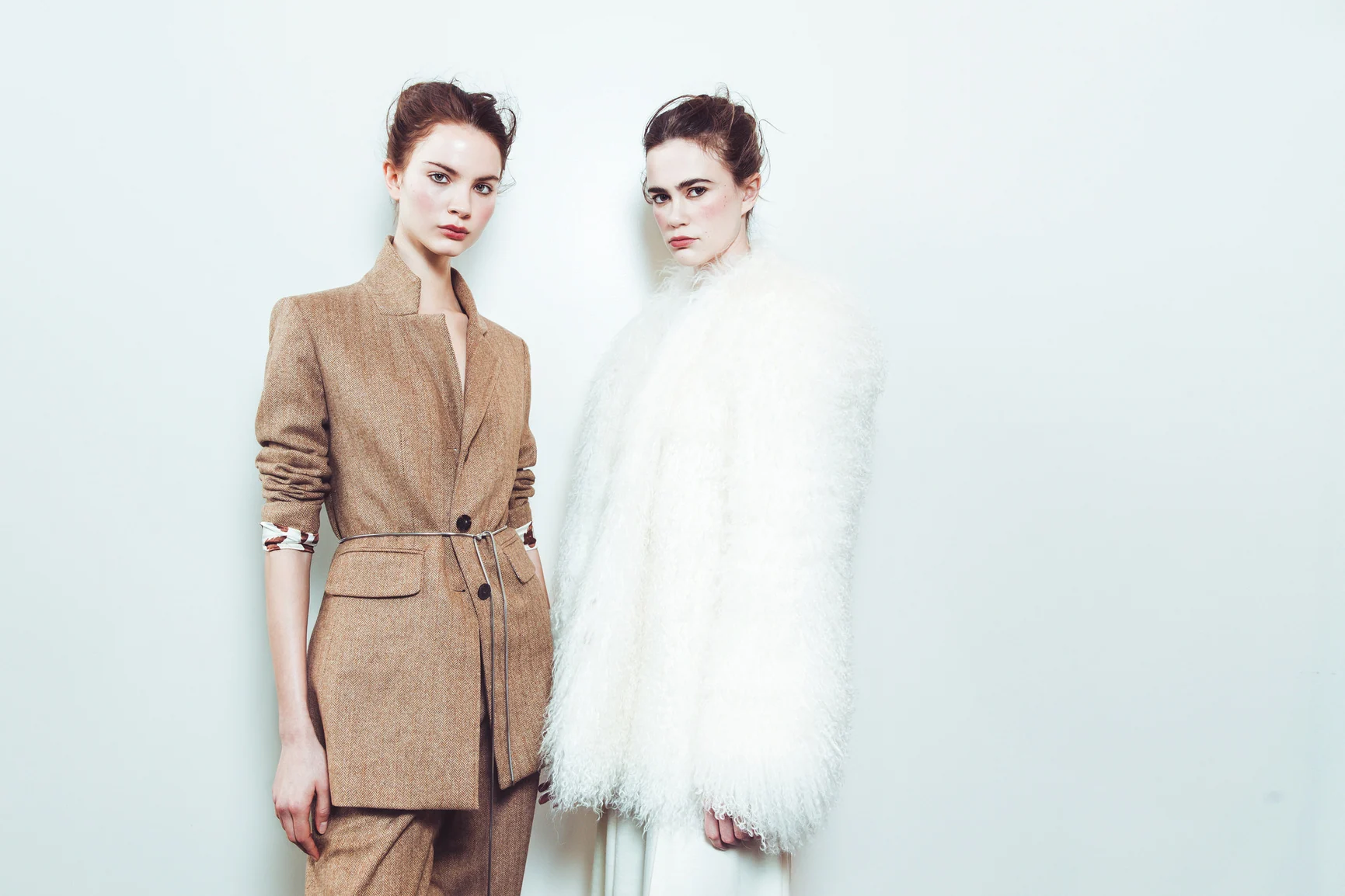 Alejandra Alonso Rojas — Two models in contrasting tailored and textured looks